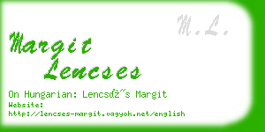 margit lencses business card